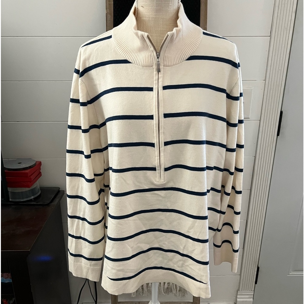 Chico’s Zenergy Luxe Cashmere Blend Stripe Sweater. Size 4